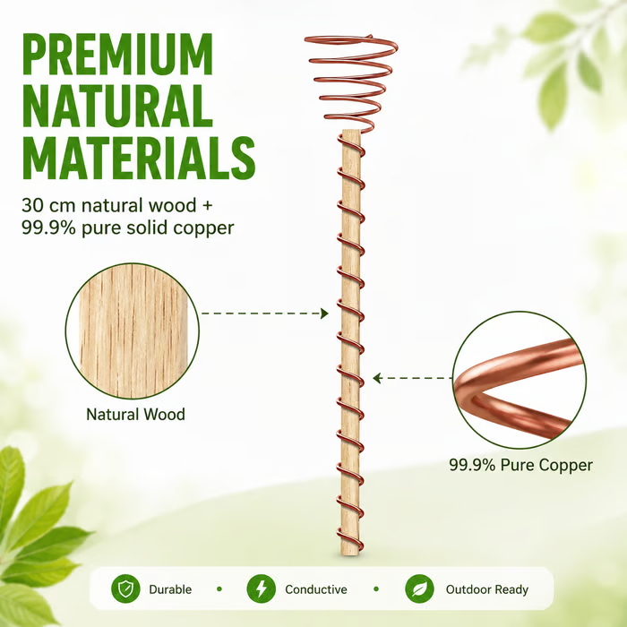 🌿Copper & Wood Garden Energy Antennas
