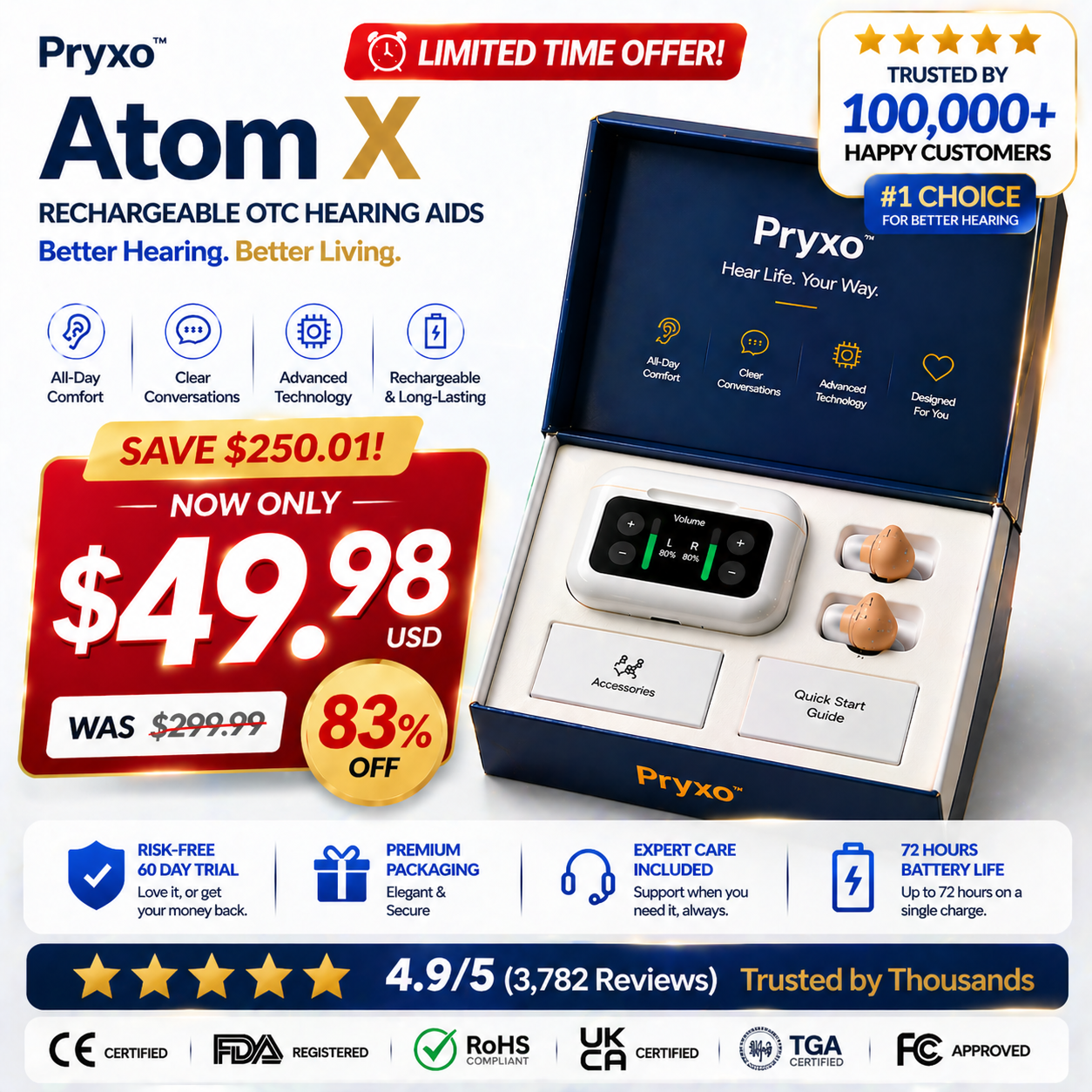 🔥 Today Only! Pryxo™ Atom X Smart Hearing Aids — Hear Clearly, Feel Confident Again 💖