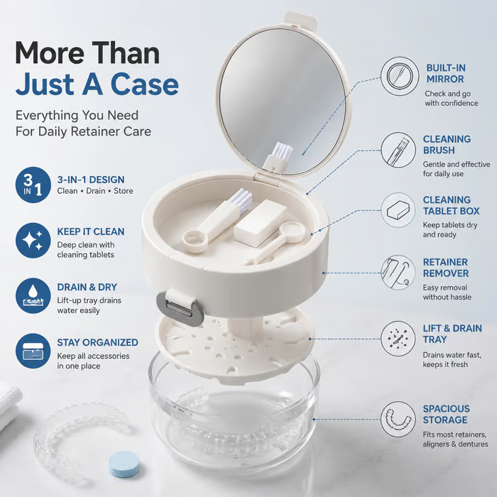 3-in-1 Aligner Care Case & Clean, Drain & Store Your Aligners Anywhere